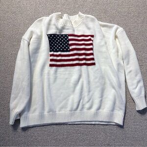 Cream Sweater with American Flag Design